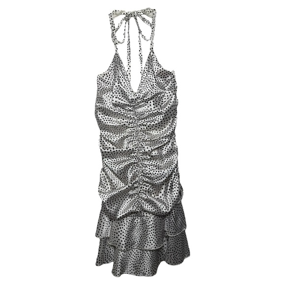 Vtg Jessica McClintock Polkadot Mini Dress Size 4 Formal Ruched Halter 90s Y2K - Picture 10 of 10